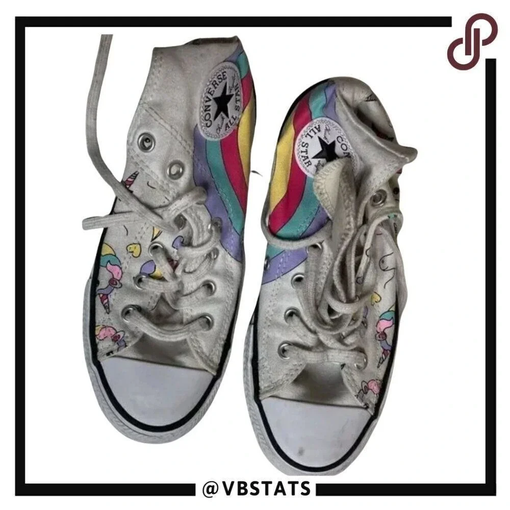 Girls Junior Converse Unicorn Rainbow CTAS Hi‎ Sneakers Style: 663994C Size US 2